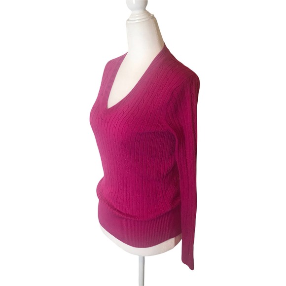 TOMMY HILFIGER Raspberry Pink Cable Knit Pull Over Sweater, size Small - Picture 3 of 8